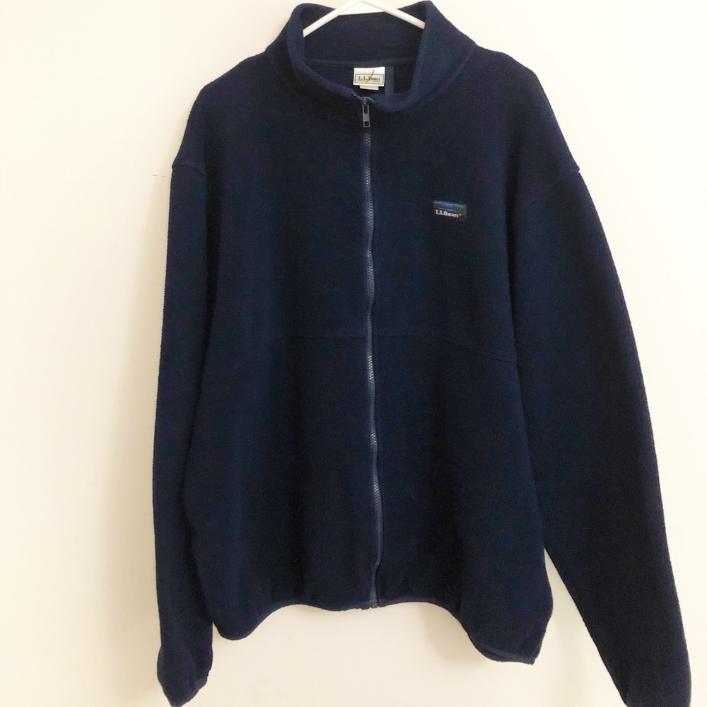 Vintage LL Bean Fleece Jacket Full Zip Men’s XL-TALL OFY31 Navy Blue w/ Pockets